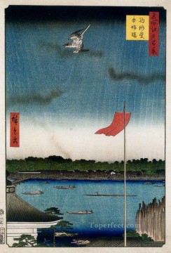 歌川広重 Painting - 菰方堂と吾妻橋 1857年 歌川広重 浮世絵